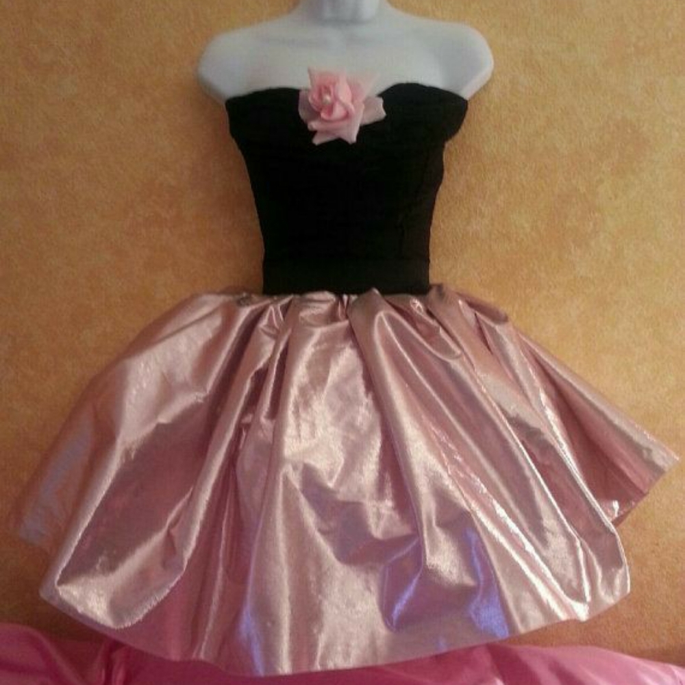Custom Order Black Corset Pink Lame' Dress Set